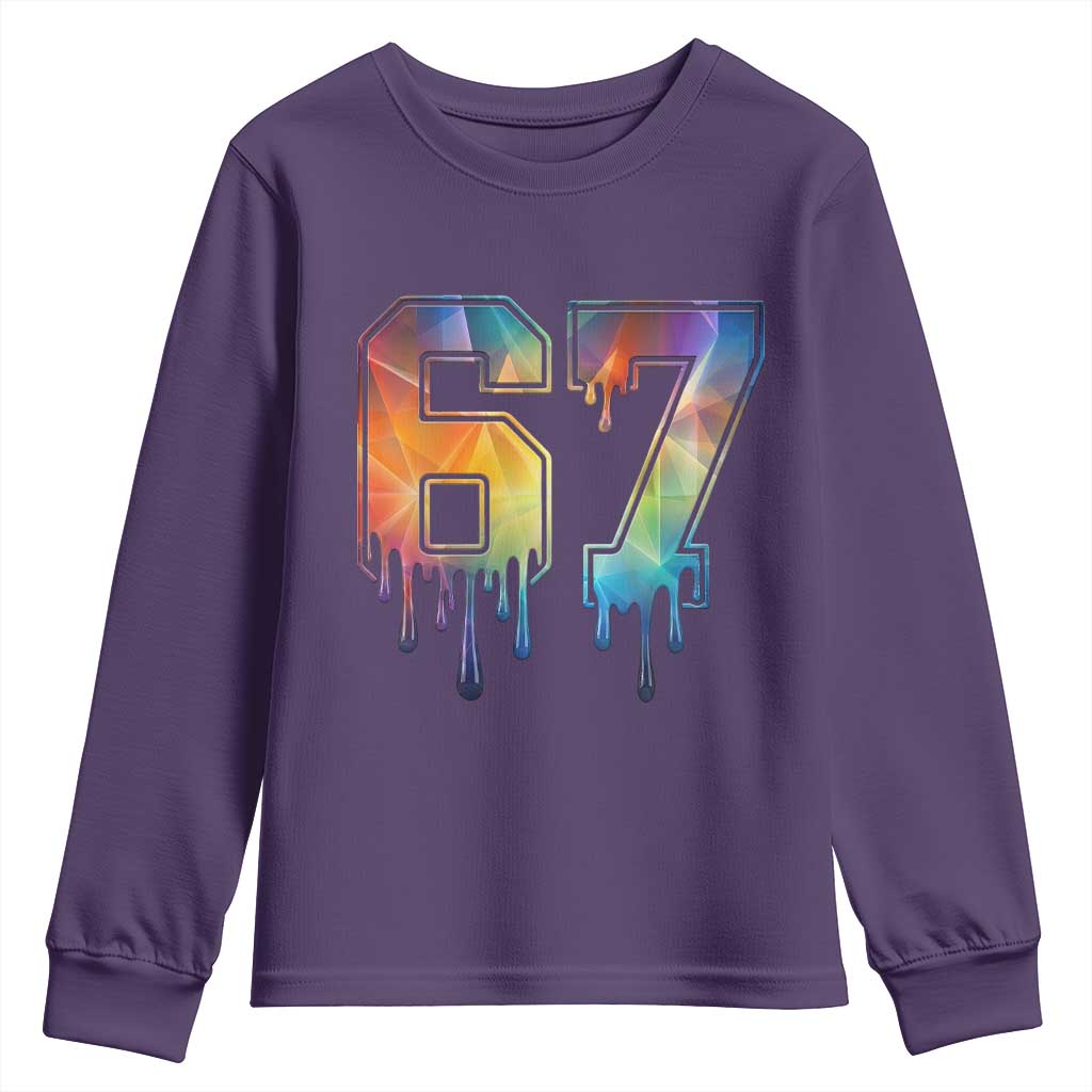 Funny Six Seven Prism Effect Printed Meme Youth Sweatshirt TS12 Purple Print Your Wear