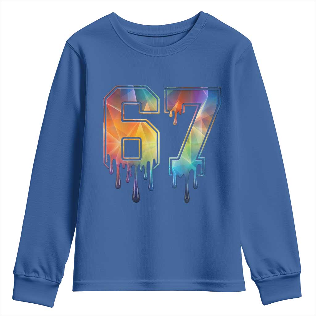 Funny Six Seven Prism Effect Printed Meme Youth Sweatshirt TS12 Royal Blue Print Your Wear