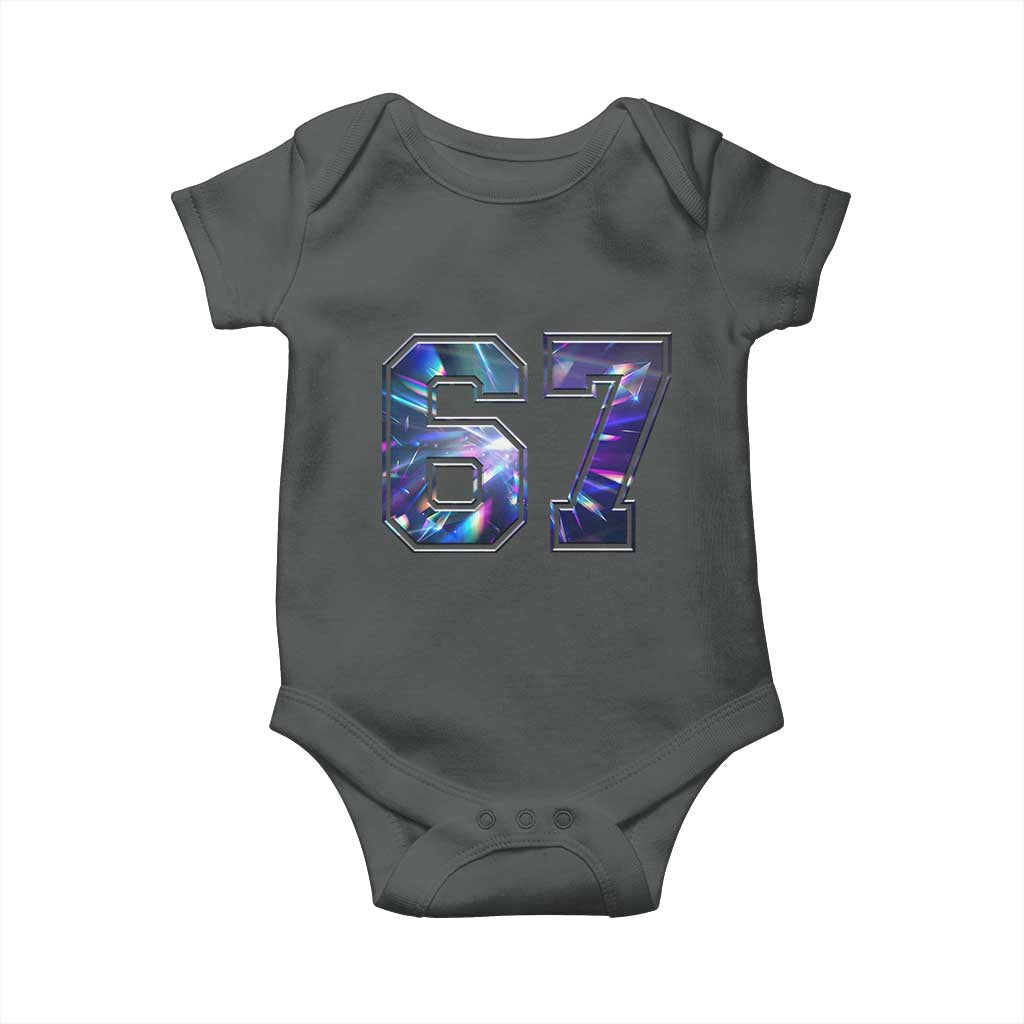 Prism Rainbow Effect Printed Baby Onesie Six Seven 67 Meme TS12 Dark Heather Print Your Wear