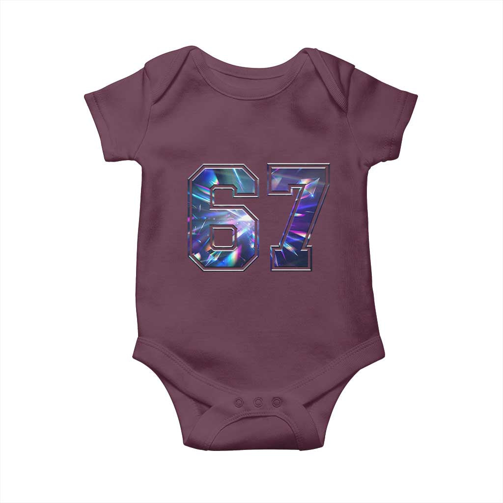 Prism Rainbow Effect Printed Baby Onesie Six Seven 67 Meme TS12 Maroon Print Your Wear