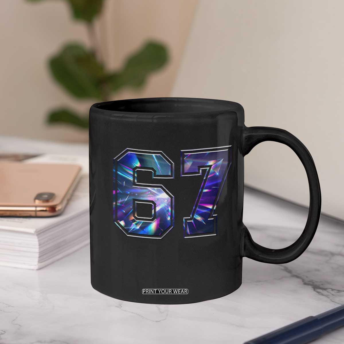 Prism Rainbow Effect Printed Coffee Mug Six Seven 67 Meme TS12 Print Your Wear