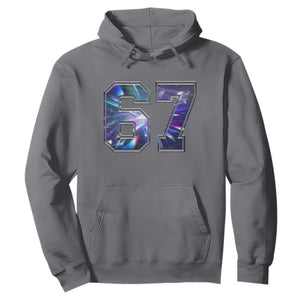 Prism Rainbow Effect Printed Hoodie Six Seven 67 Meme TS12 Charcoal Print Your Wear