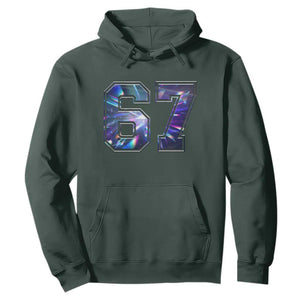 Prism Rainbow Effect Printed Hoodie Six Seven 67 Meme TS12 Dark Forest Green Print Your Wear