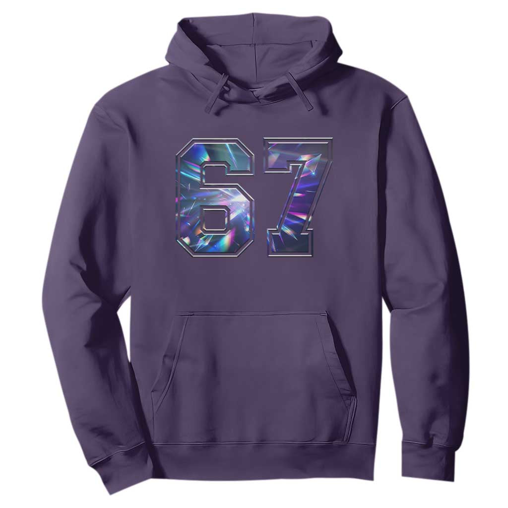 Prism Rainbow Effect Printed Hoodie Six Seven 67 Meme TS12 Purple Print Your Wear