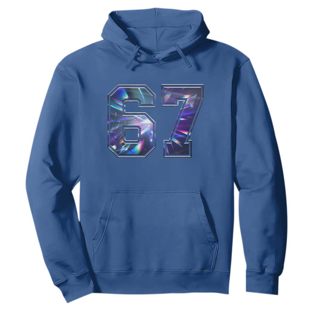 Prism Rainbow Effect Printed Hoodie Six Seven 67 Meme TS12 Royal Blue Print Your Wear