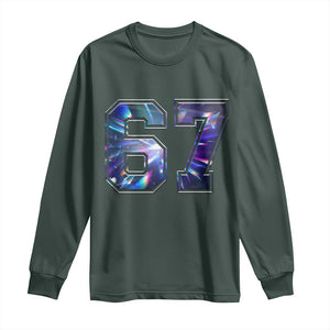 Prism Rainbow Effect Printed Long Sleeve Shirt Six Seven 67 Meme TS12 Dark Forest Green Print Your Wear