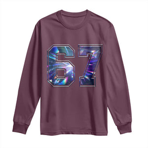 Prism Rainbow Effect Printed Long Sleeve Shirt Six Seven 67 Meme TS12 Maroon Print Your Wear