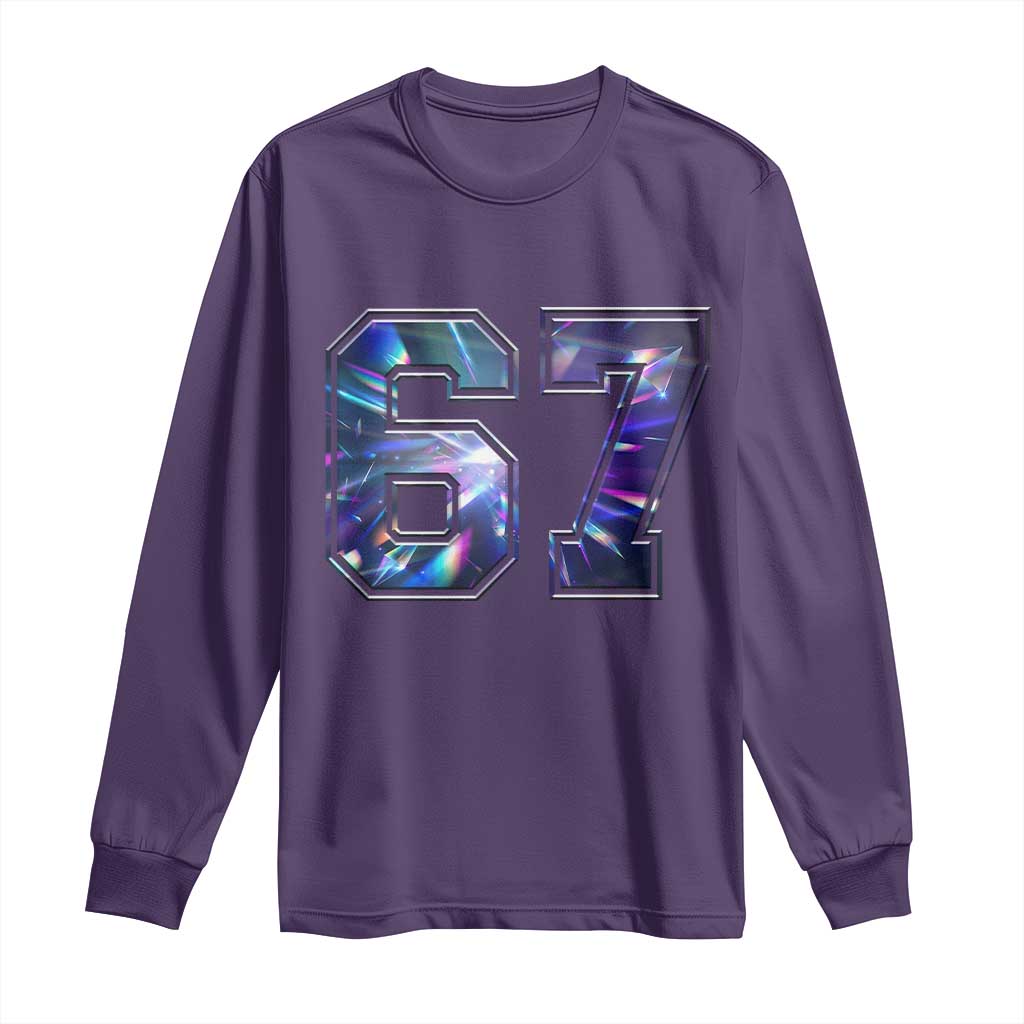 Prism Rainbow Effect Printed Long Sleeve Shirt Six Seven 67 Meme TS12 Purple Print Your Wear