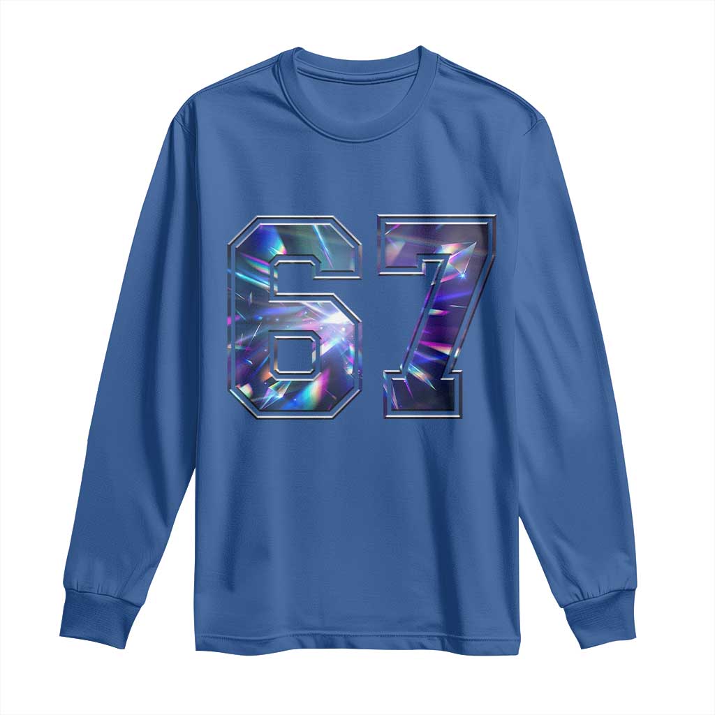 Prism Rainbow Effect Printed Long Sleeve Shirt Six Seven 67 Meme TS12 Royal Blue Print Your Wear