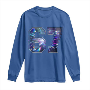 Prism Rainbow Effect Printed Long Sleeve Shirt Six Seven 67 Meme TS12 Royal Blue Print Your Wear