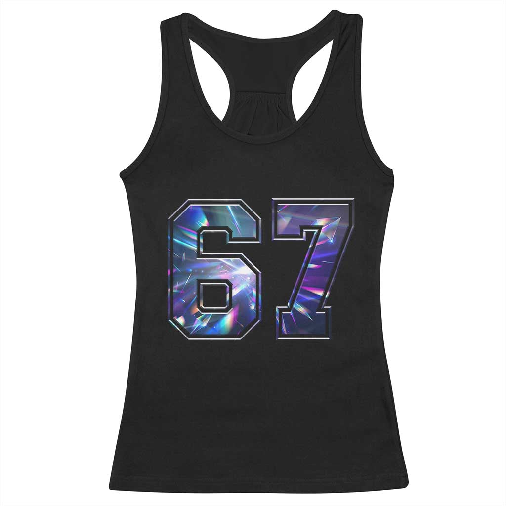 Prism Rainbow Effect Printed Racerback Tank Top Six Seven 67 Meme TS12 Black Print Your Wear