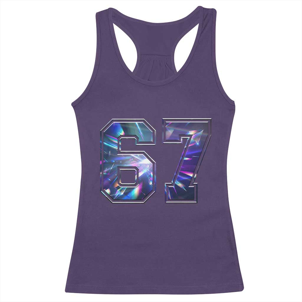 Prism Rainbow Effect Printed Racerback Tank Top Six Seven 67 Meme TS12 Purple Print Your Wear