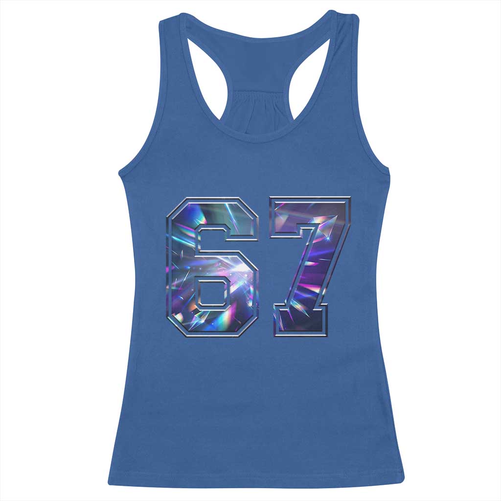 Prism Rainbow Effect Printed Racerback Tank Top Six Seven 67 Meme TS12 Royal Blue Print Your Wear
