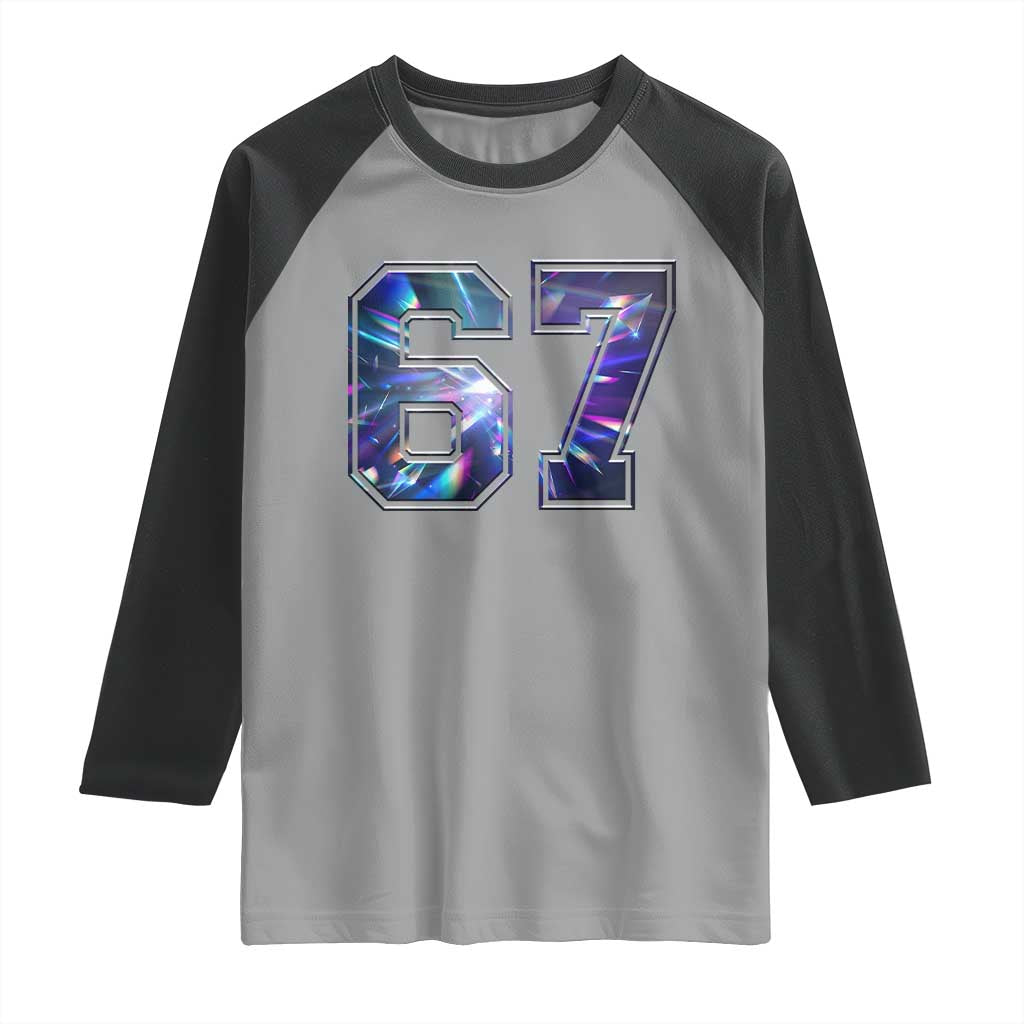 Prism Rainbow Effect Printed Raglan Shirt Six Seven 67 Meme TS12 Sport Gray Black Print Your Wear