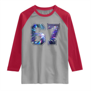 Prism Rainbow Effect Printed Raglan Shirt Six Seven 67 Meme TS12 Sport Gray Red Print Your Wear
