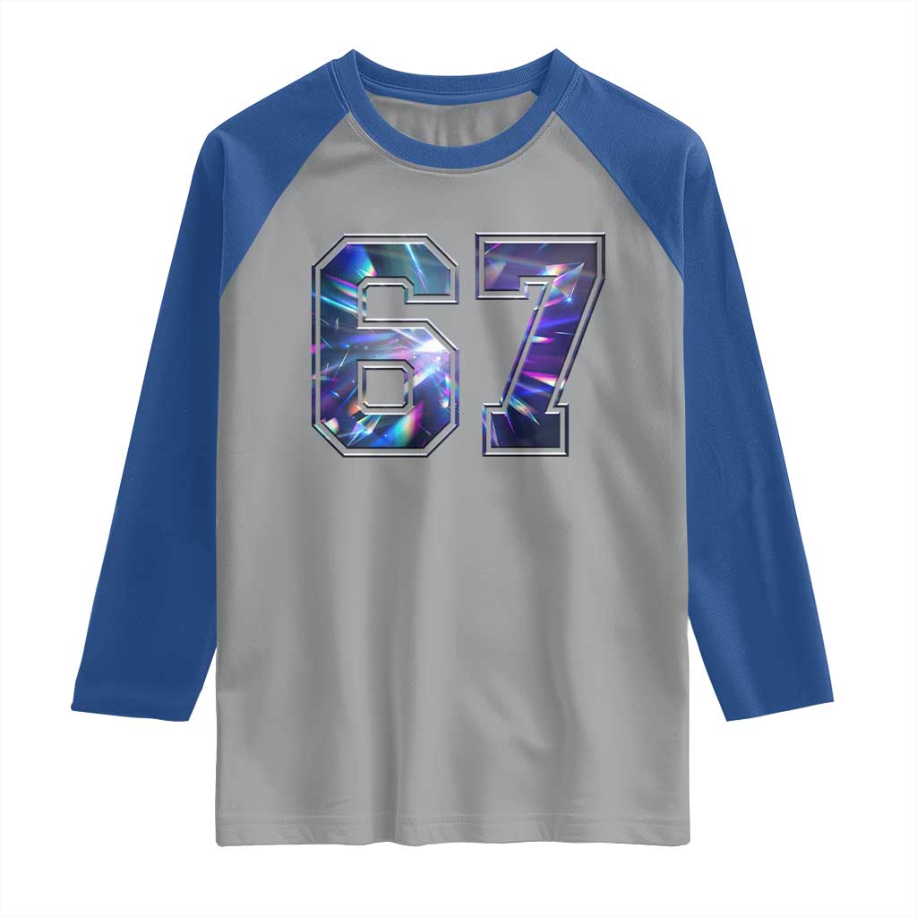 Prism Rainbow Effect Printed Raglan Shirt Six Seven 67 Meme TS12 Sport Gray Royal Print Your Wear