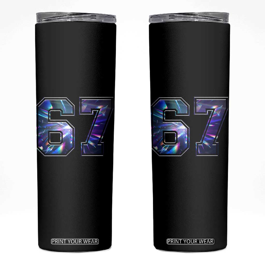Prism Rainbow Effect Printed Skinny Tumbler Six Seven 67 Meme TS12 Black Print Your Wear