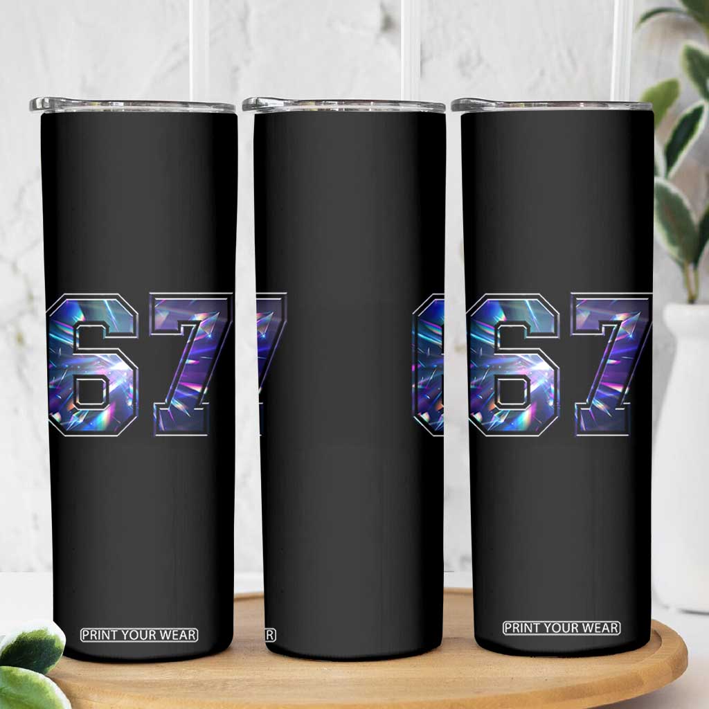 Prism Rainbow Effect Printed Skinny Tumbler Six Seven 67 Meme TS12 Print Your Wear