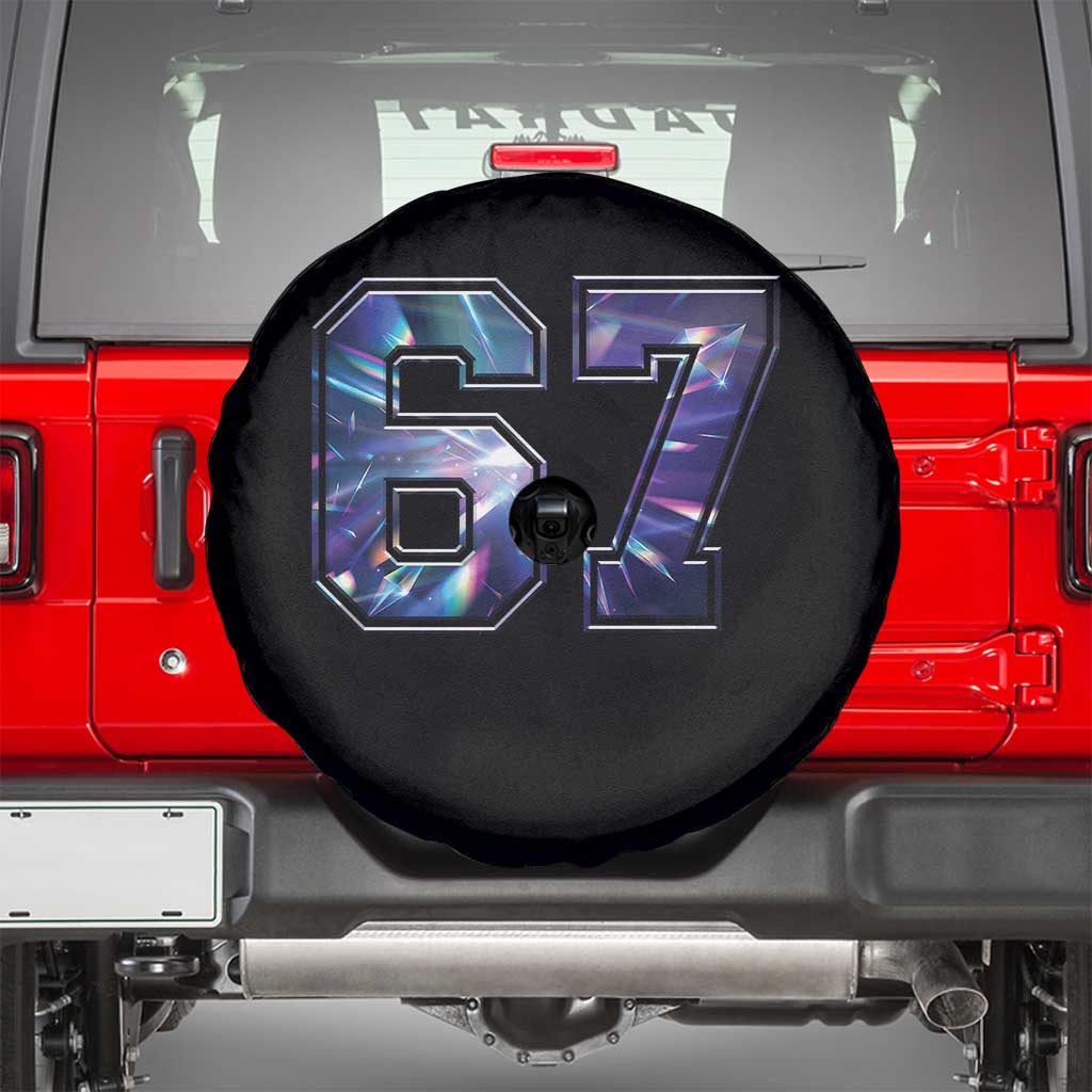 Prism Rainbow Effect Printed Spare Tire Cover Six Seven 67 Meme TS12 Black Print Your Wear