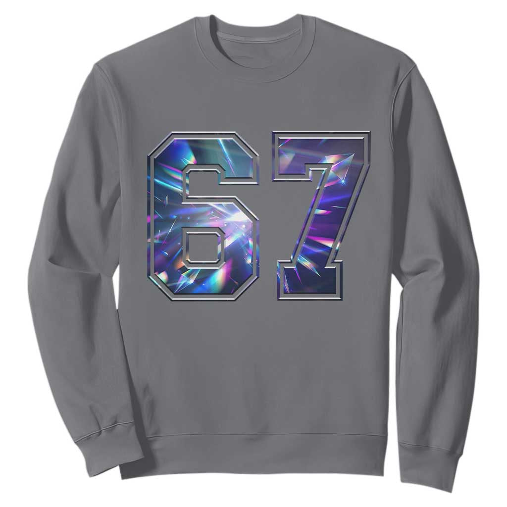 Prism Rainbow Effect Printed Sweatshirt Six Seven 67 Meme TS12 Charcoal Print Your Wear
