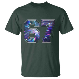 Prism Rainbow Effect Printed T Shirt Six Seven 67 Meme TS12 Dark Forest Green Print Your Wear