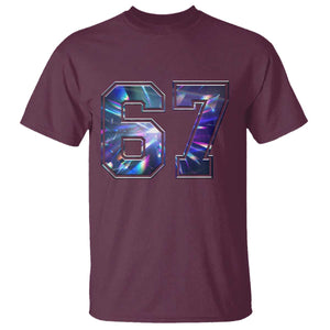Prism Rainbow Effect Printed T Shirt Six Seven 67 Meme TS12 Maroon Print Your Wear