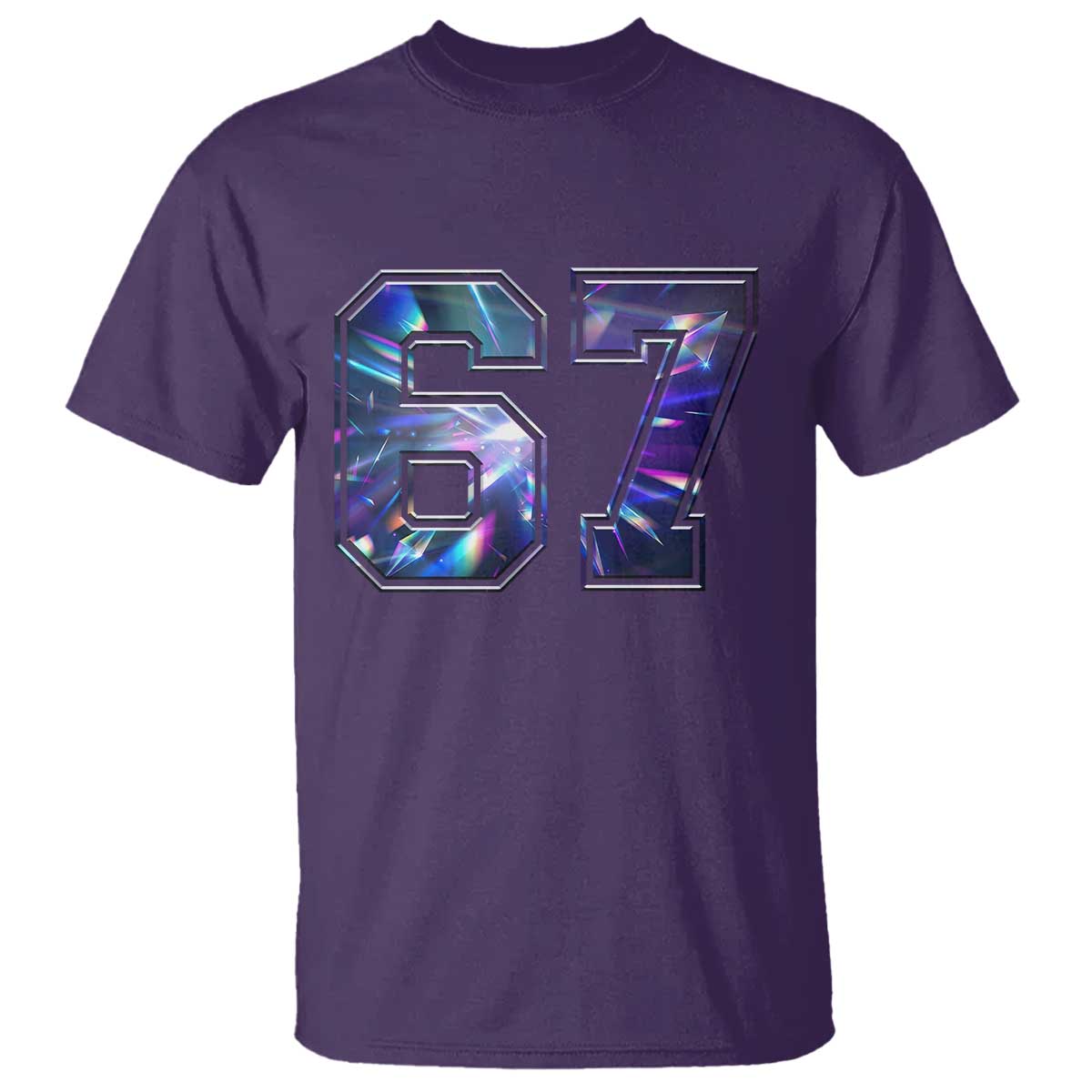 Prism Rainbow Effect Printed T Shirt Six Seven 67 Meme TS12 Purple Print Your Wear