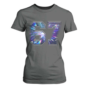Prism Rainbow Effect Printed T Shirt For Women Six Seven 67 Meme TS12 Dark Heather Print Your Wear