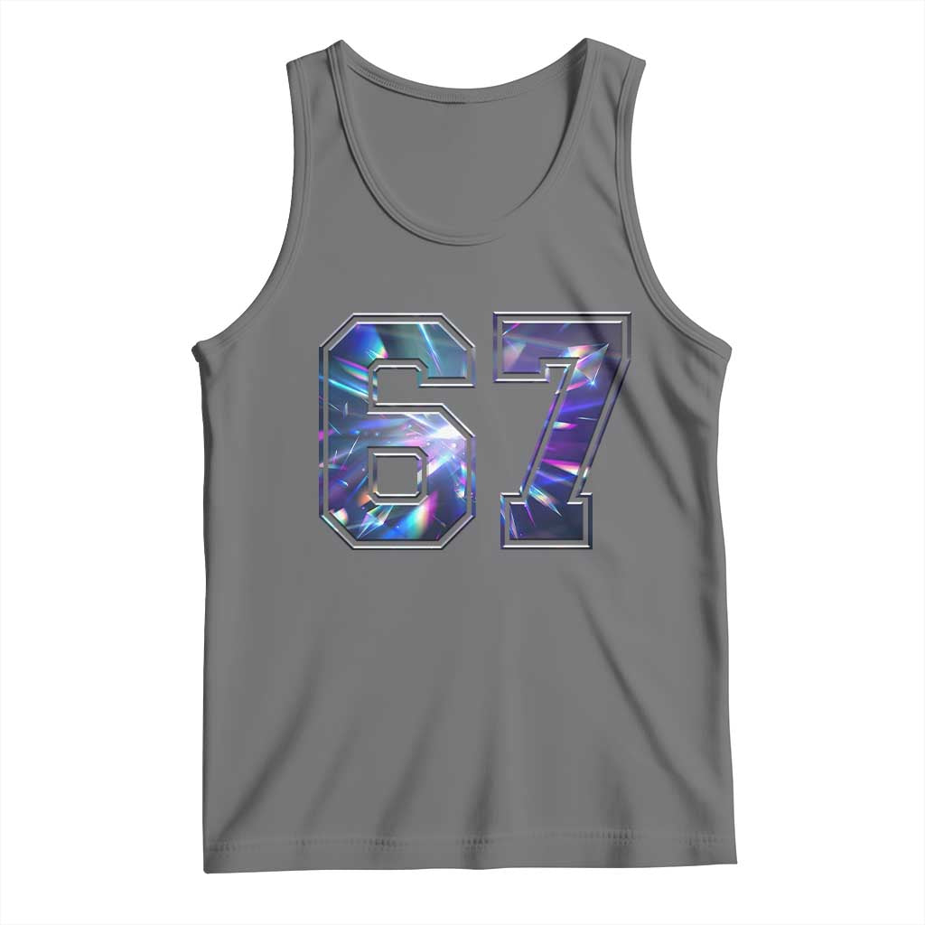 Prism Rainbow Effect Printed Tank Top Six Seven 67 Meme TS12 Black Heather Print Your Wear