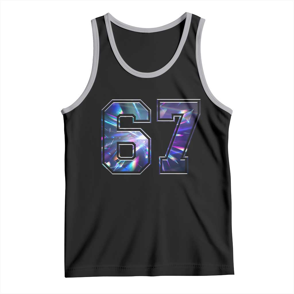 Prism Rainbow Effect Printed Tank Top Six Seven 67 Meme TS12 Black Athletic Heather Print Your Wear