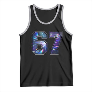 Prism Rainbow Effect Printed Tank Top Six Seven 67 Meme TS12 Black Athletic Heather Print Your Wear