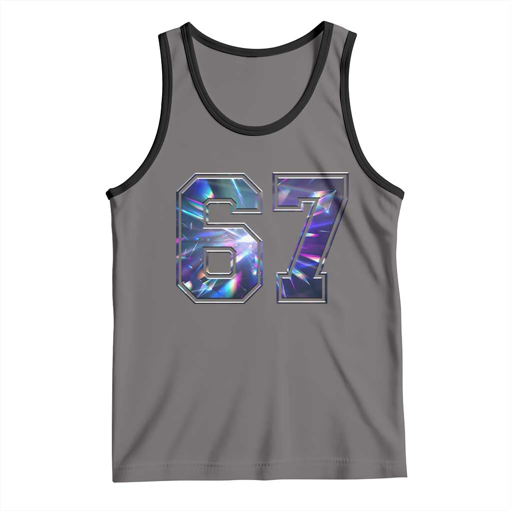 Prism Rainbow Effect Printed Tank Top Six Seven 67 Meme TS12 Deep Heather Black Print Your Wear