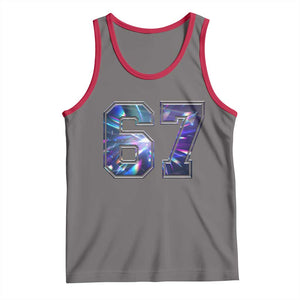 Prism Rainbow Effect Printed Tank Top Six Seven 67 Meme TS12 Deep Heather Red Print Your Wear