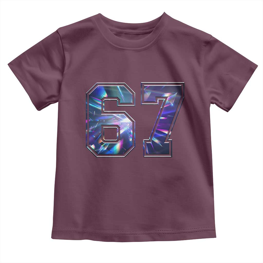 Prism Rainbow Effect Printed Toddler T Shirt Six Seven 67 Meme TS12 Maroon Print Your Wear