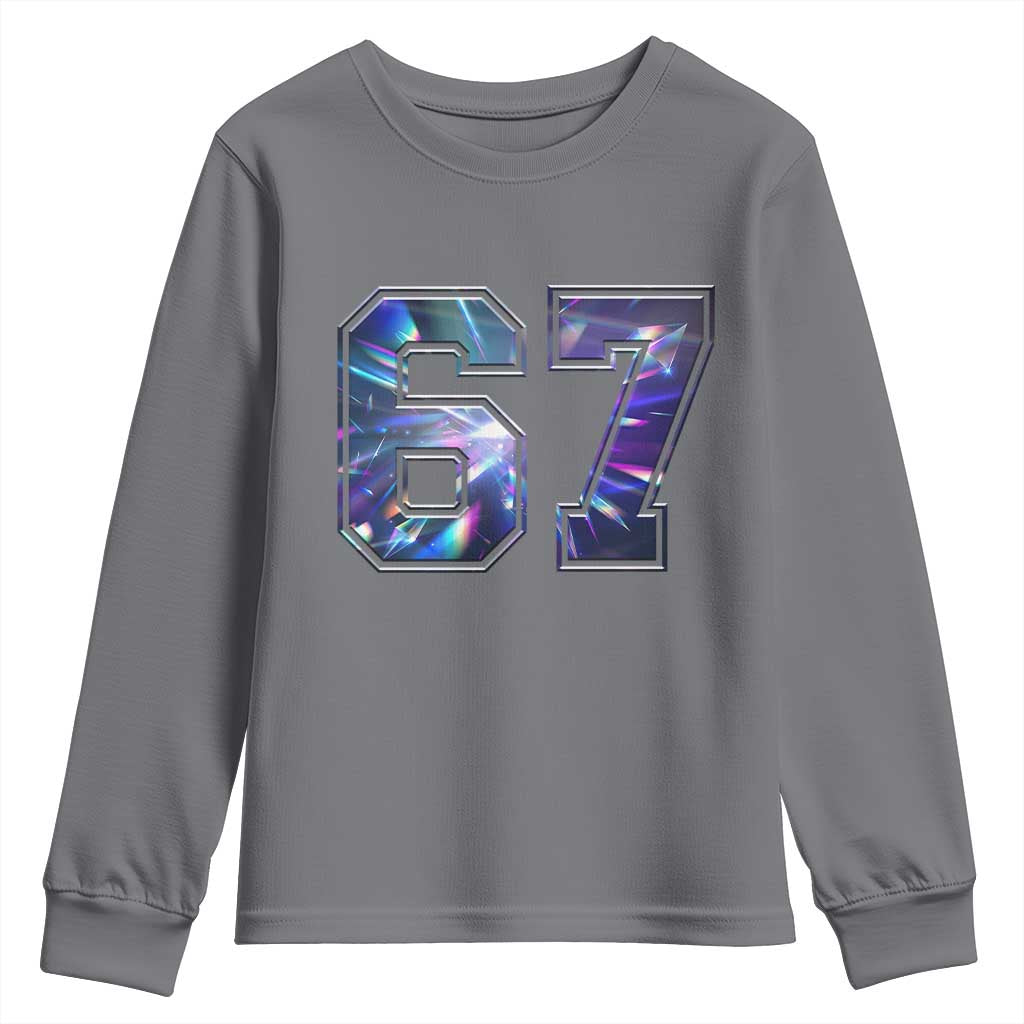 Prism Rainbow Effect Printed Youth Sweatshirt Six Seven 67 Meme TS12 Charcoal Print Your Wear