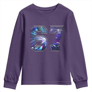 Prism Rainbow Effect Printed Youth Sweatshirt Six Seven 67 Meme TS12 Purple Print Your Wear