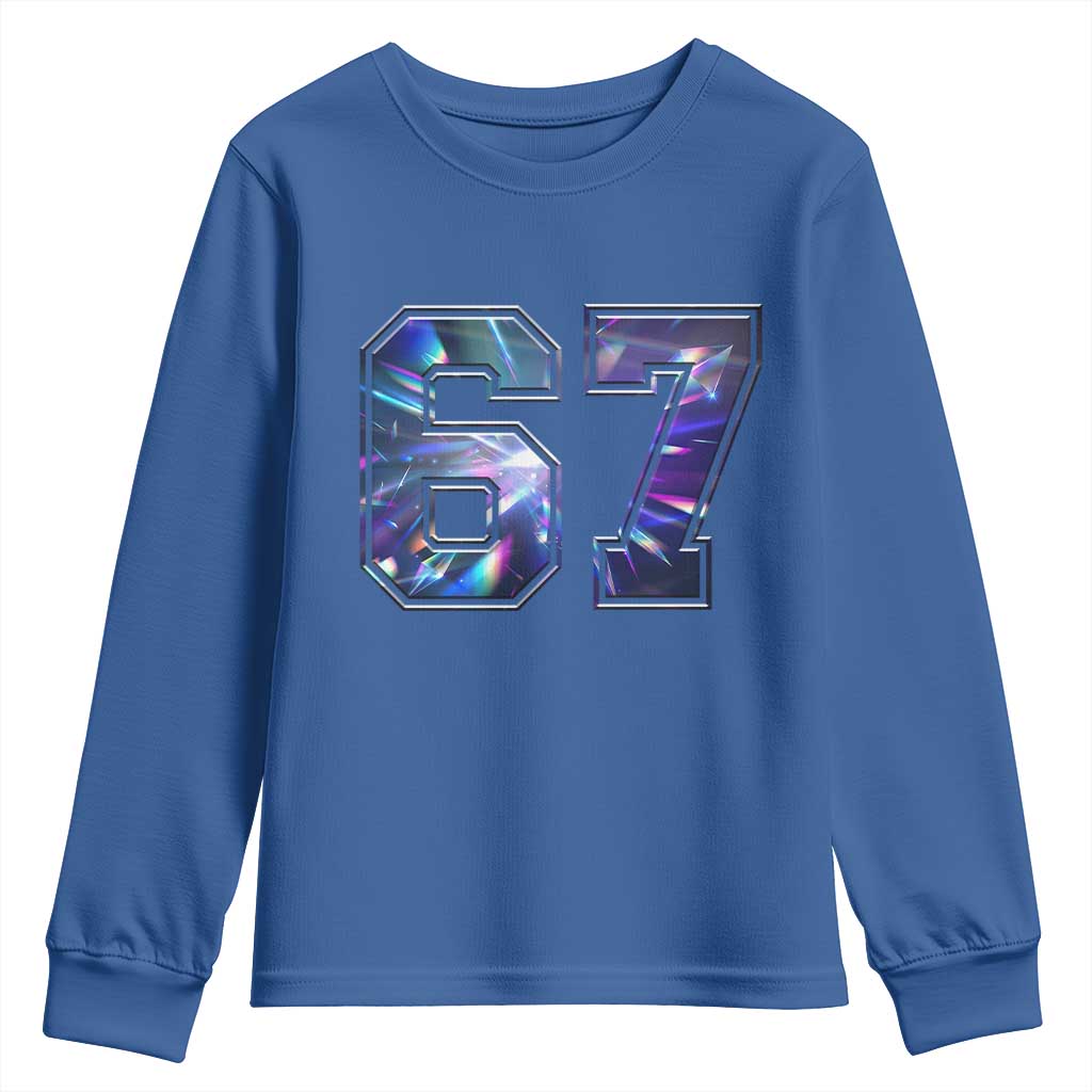 Prism Rainbow Effect Printed Youth Sweatshirt Six Seven 67 Meme TS12 Royal Blue Print Your Wear