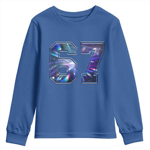 Prism Rainbow Effect Printed Youth Sweatshirt Six Seven 67 Meme TS12 Royal Blue Print Your Wear