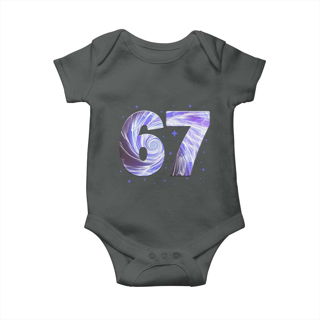 Swirl Effect Printed Six Seven Meme Baby Onesie Gen Z Alpha Gift TS12 Dark Heather Print Your Wear