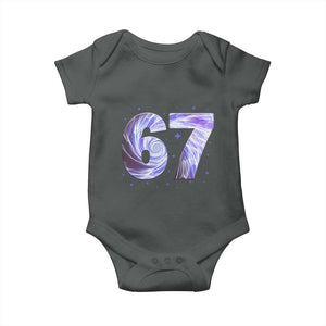Swirl Effect Printed Six Seven Meme Baby Onesie Gen Z Alpha Gift TS12 Dark Heather Print Your Wear
