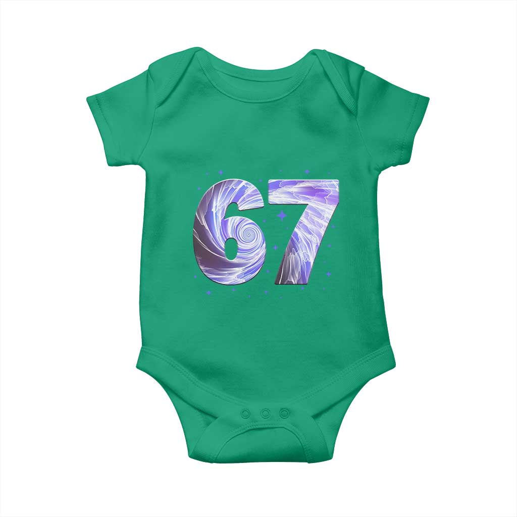 Swirl Effect Printed Six Seven Meme Baby Onesie Gen Z Alpha Gift TS12 Irish Green Print Your Wear