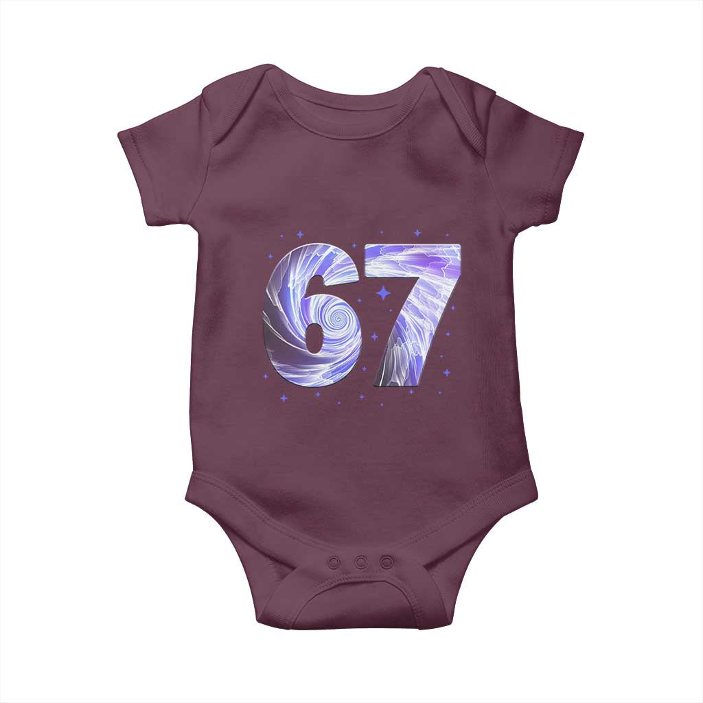 Swirl Effect Printed Six Seven Meme Baby Onesie Gen Z Alpha Gift TS12 Maroon Print Your Wear