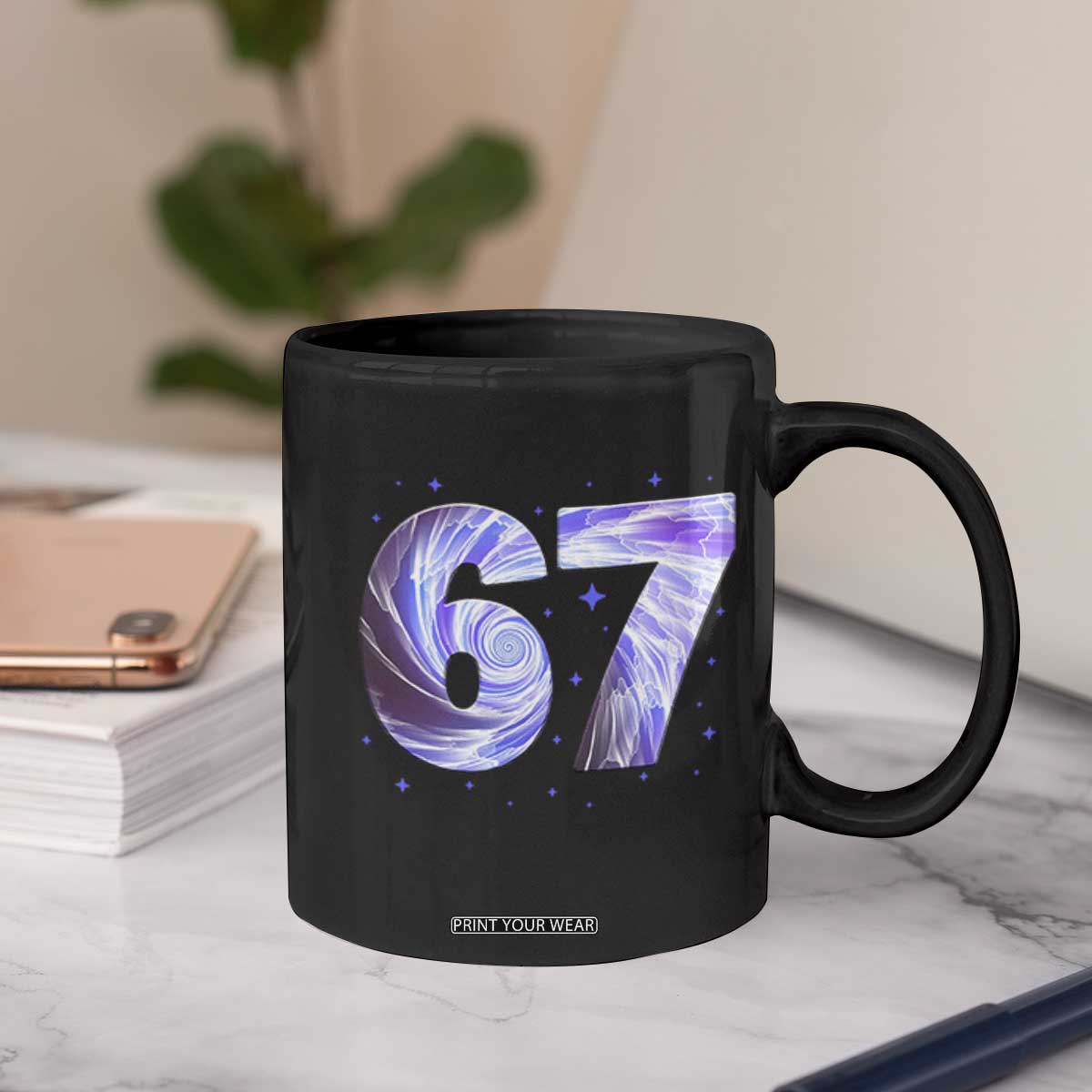 Swirl Effect Printed Six Seven Meme Coffee Mug Gen Z Alpha Gift TS12 Print Your Wear