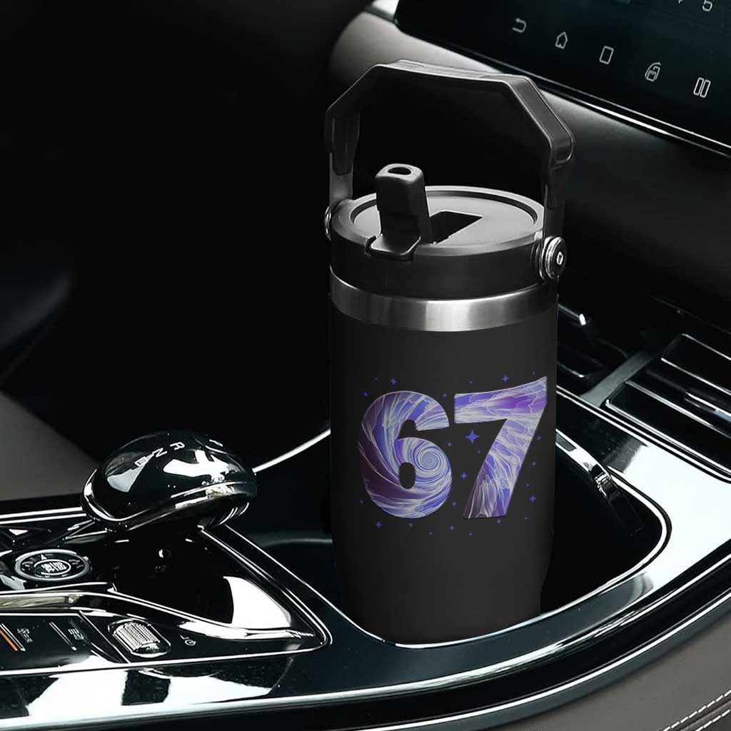 Swirl Effect Printed Six Seven Meme Flip Straw Tumbler Gen Z Alpha Gift TS12 Print Your Wear