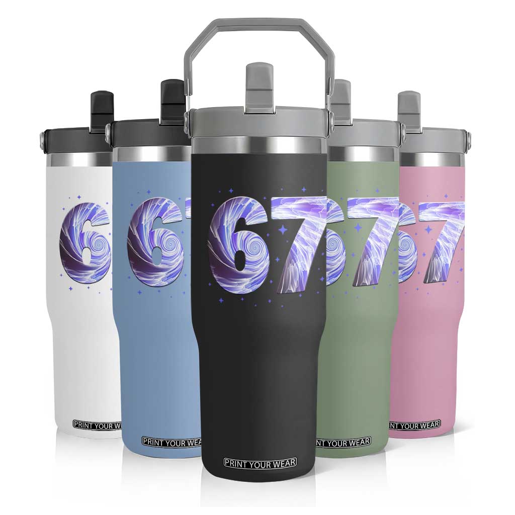Swirl Effect Printed Six Seven Meme Flip Straw Tumbler Gen Z Alpha Gift TS12 Print Your Wear