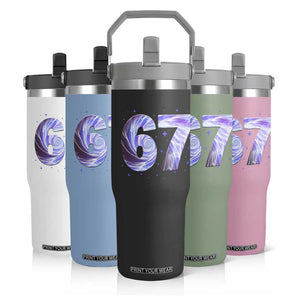 Swirl Effect Printed Six Seven Meme Flip Straw Tumbler Gen Z Alpha Gift TS12 Print Your Wear