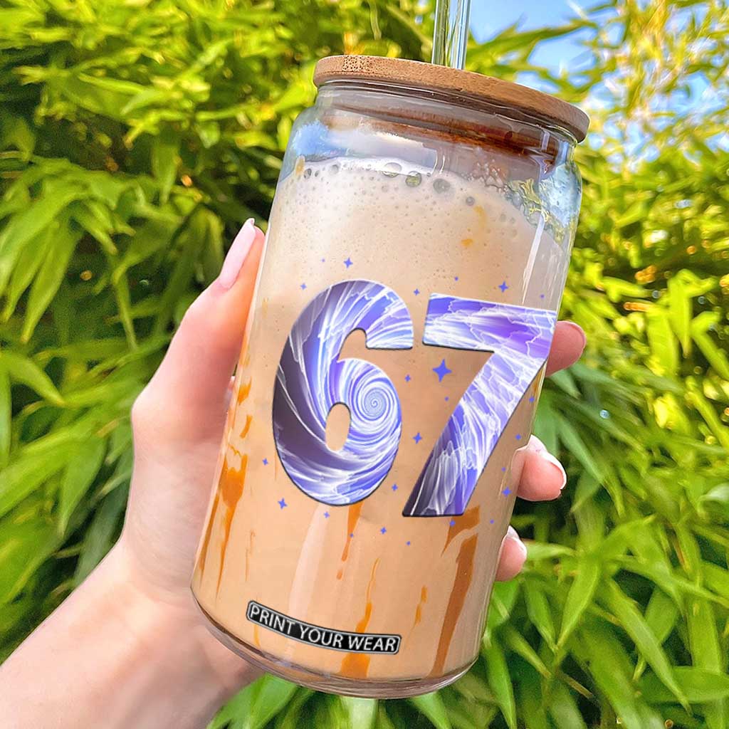 Swirl Effect Printed Six Seven Meme Glass Can Gen Z Alpha Gift TS12 Black Print Your Wear
