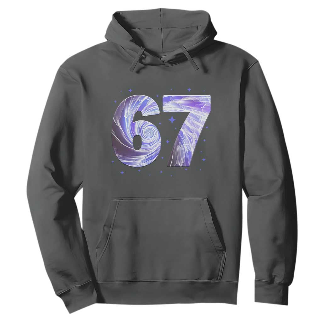 Swirl Effect Printed Six Seven Meme Hoodie Gen Z Alpha Gift TS12 Dark Heather Print Your Wear