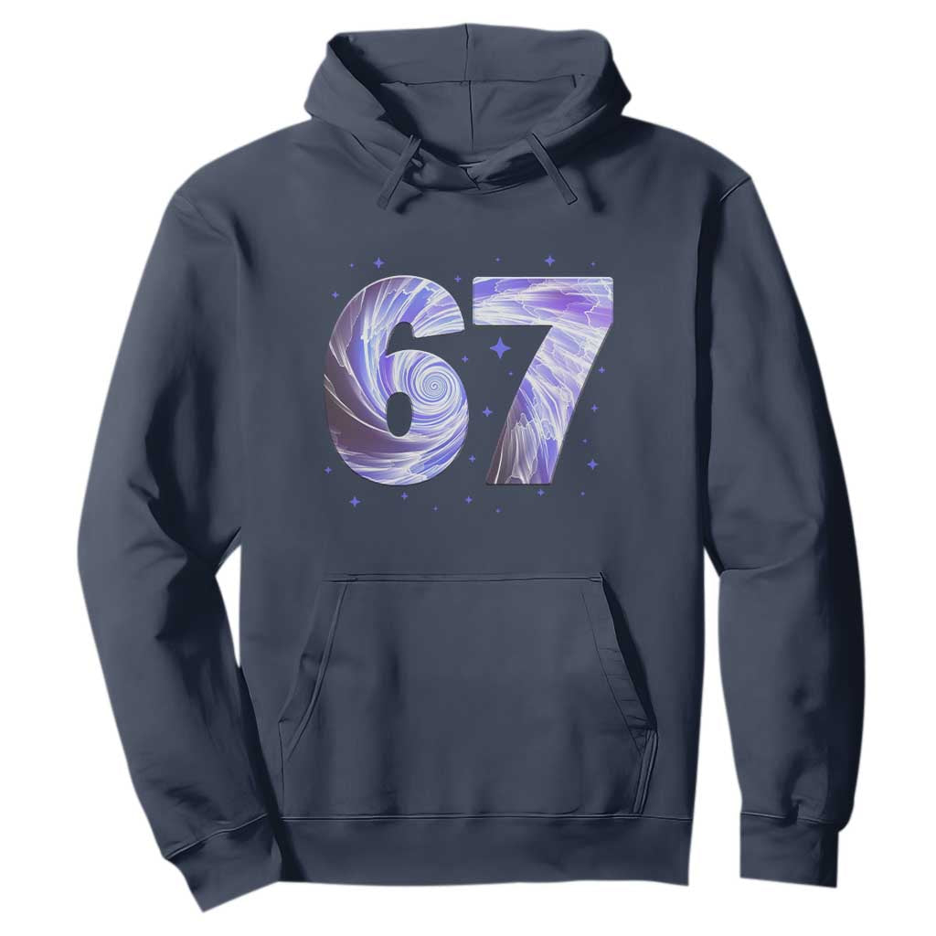 Swirl Effect Printed Six Seven Meme Hoodie Gen Z Alpha Gift TS12 Navy Print Your Wear