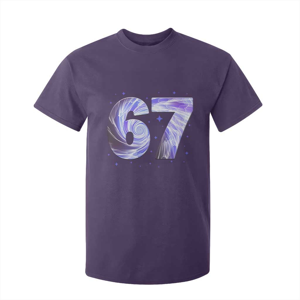 Swirl Effect Printed Six Seven Meme T Shirt For Kid Gen Z Alpha Gift TS12 Purple Print Your Wear